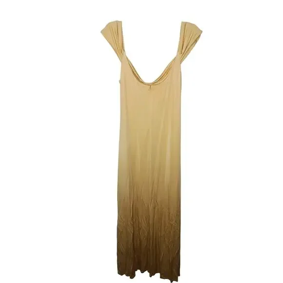 New Lauren Ralph Lauren Gold Yellow Cowl Neck Gown Dress 14 Formal Evening